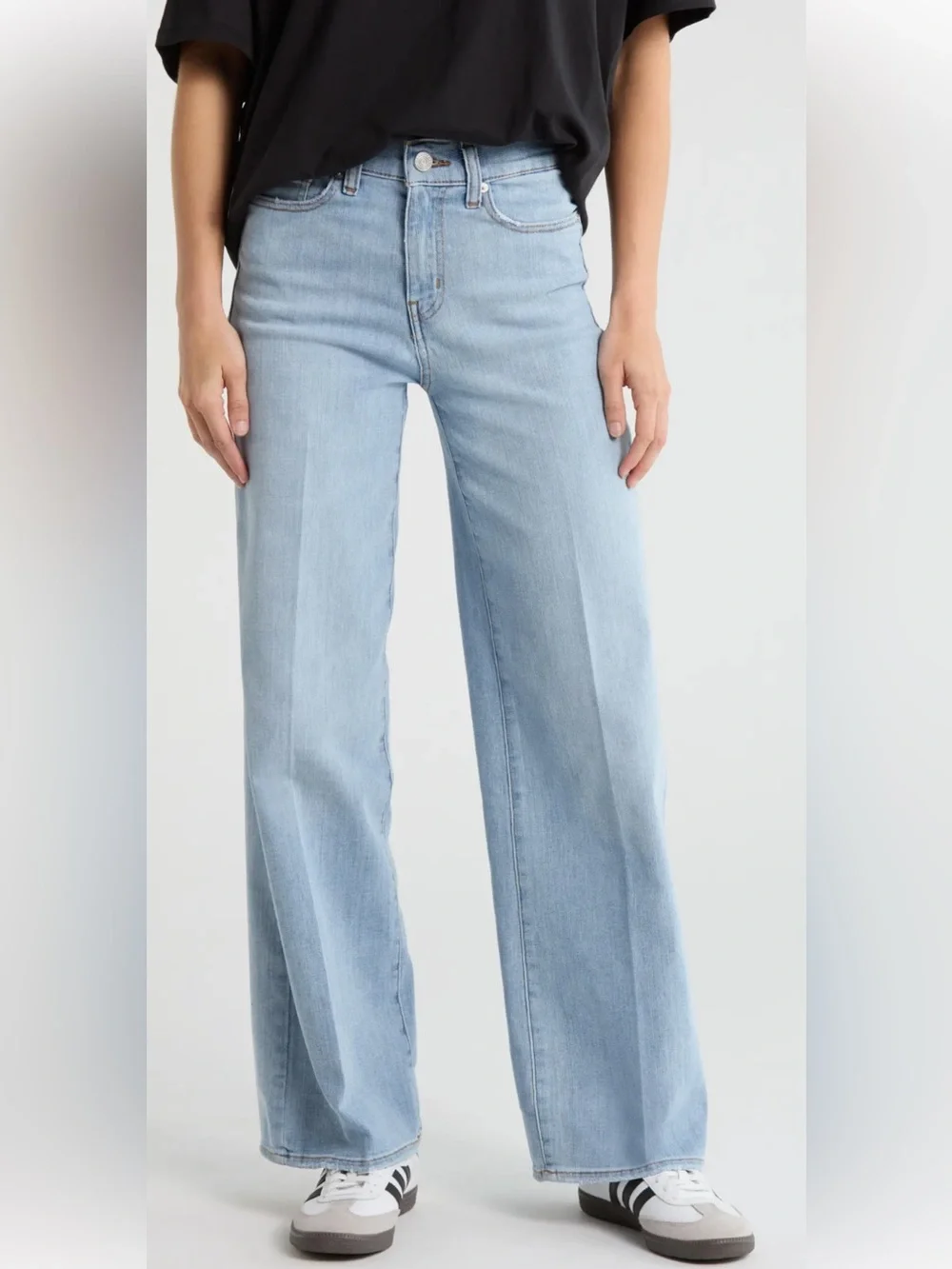 NWT $248 Frame The High Rise Wide Denim Light Blue Jeans Size 25 Stretch - Picture 1 of 14